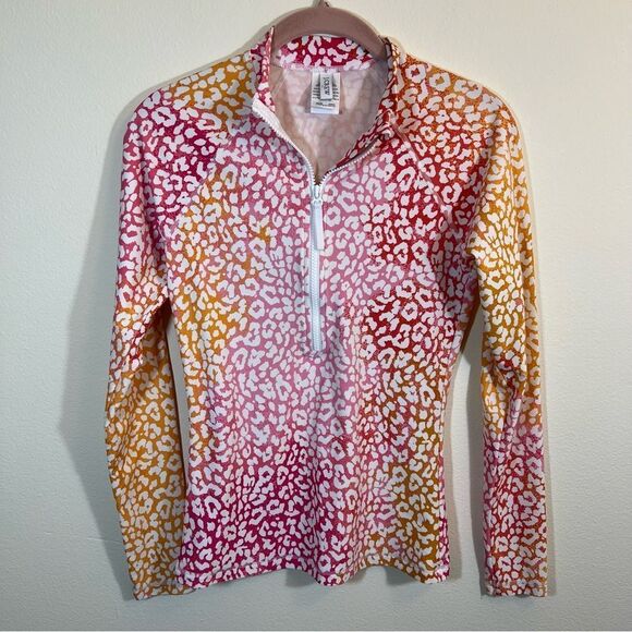 J. Crew Other - ✨ J. Crew Women’s Pink Orange Cheetah Leopard Rash Guard Small
